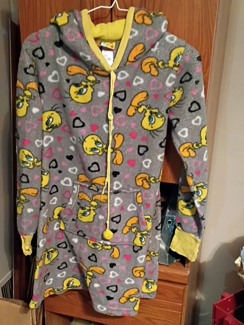 Warner Bros. Tweety Gray & Yellow Fleece Hoodie Dress